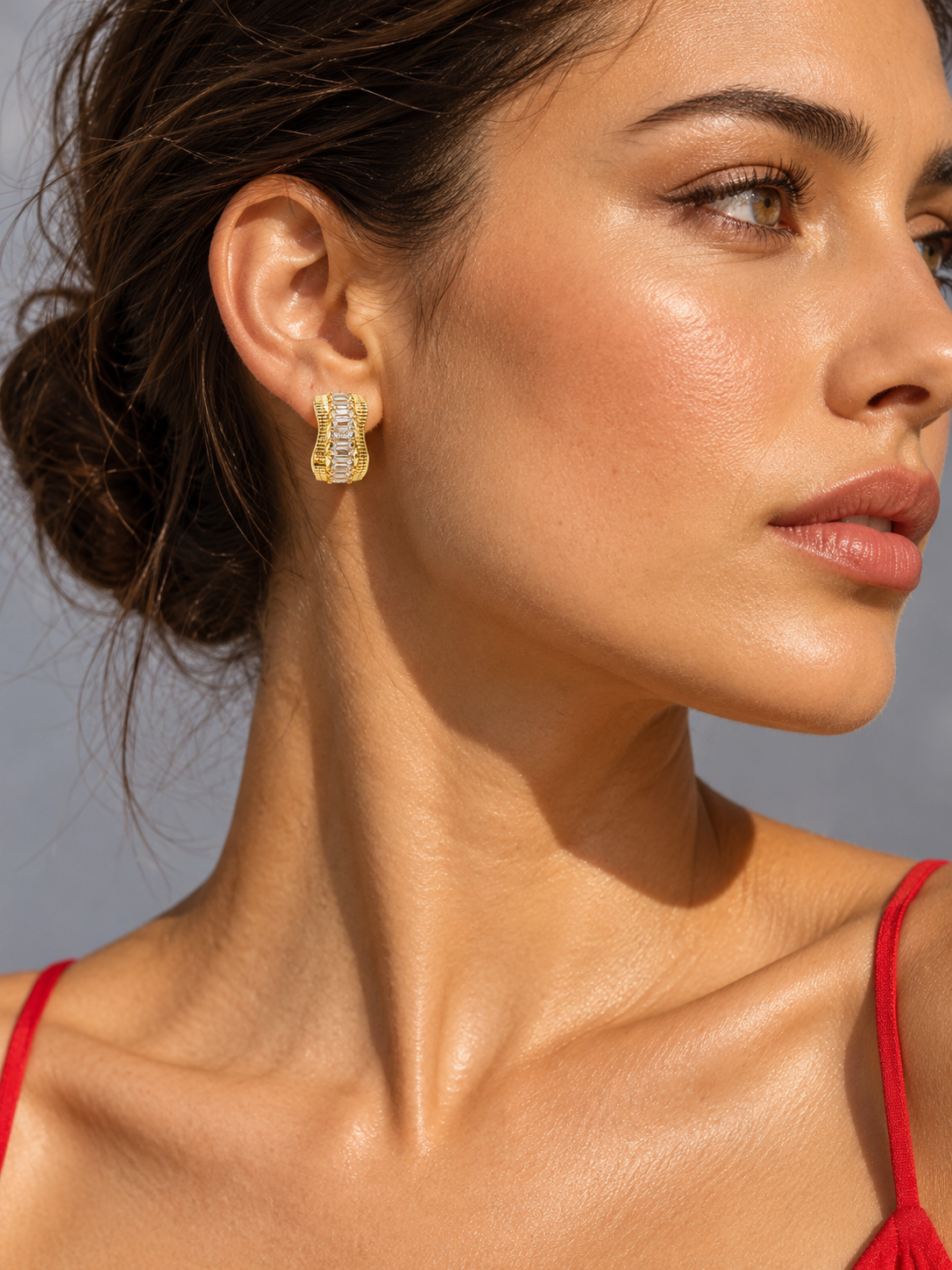 Crystal Wave Earrings- hoop