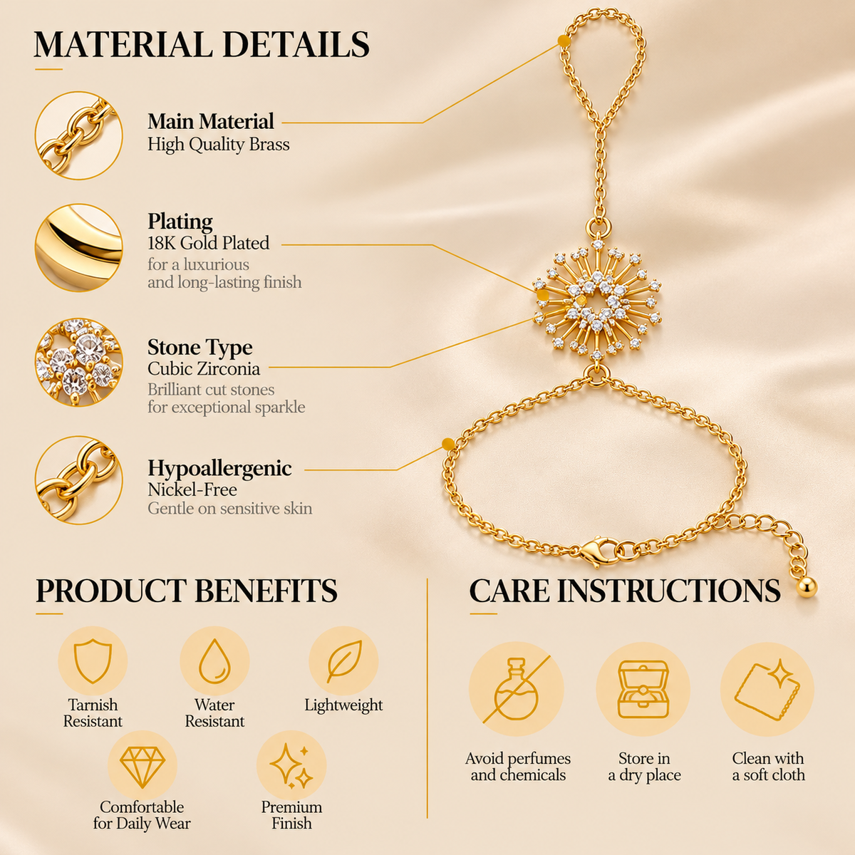 Sunburst Hand Chain