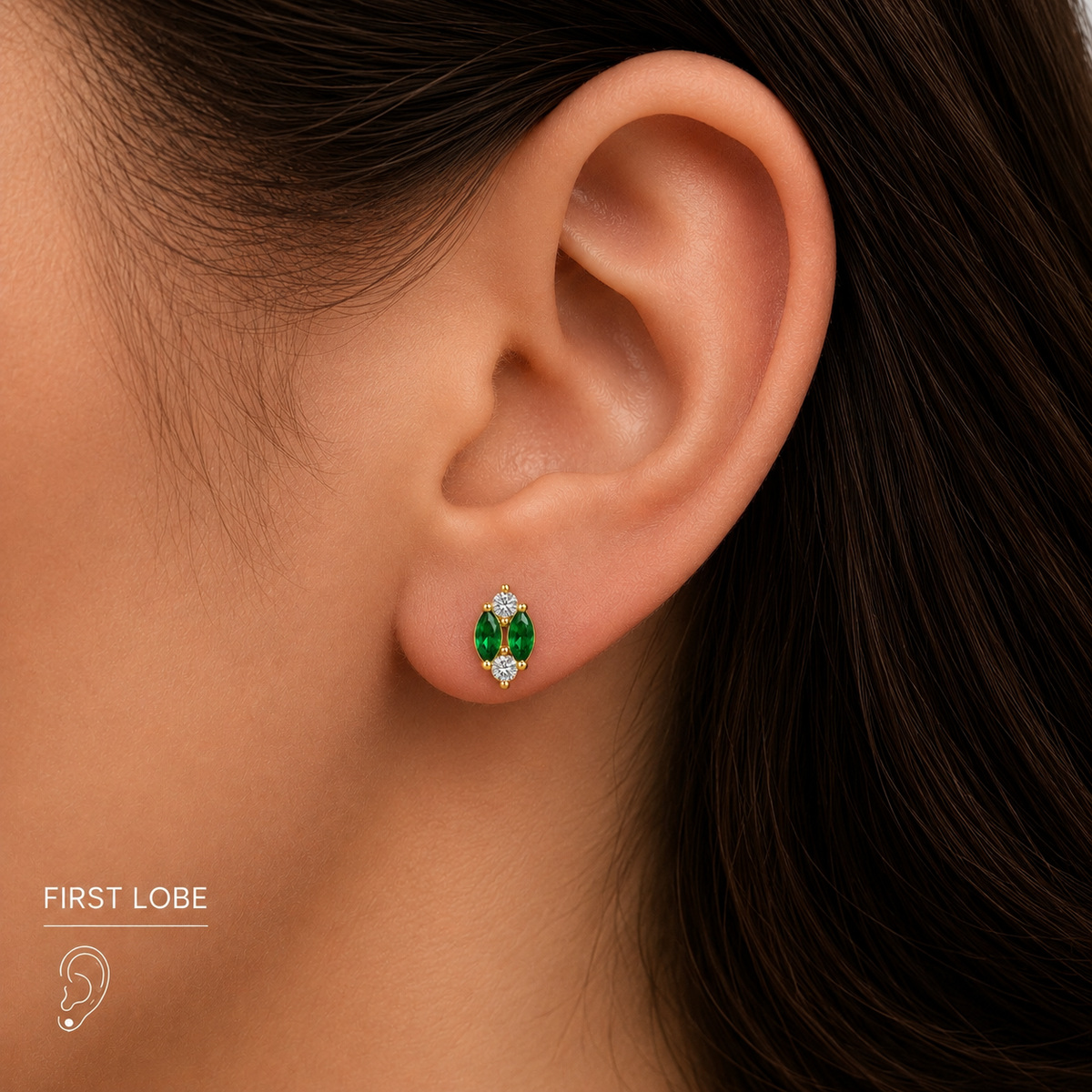 Emerald Marquise Flat Piercing