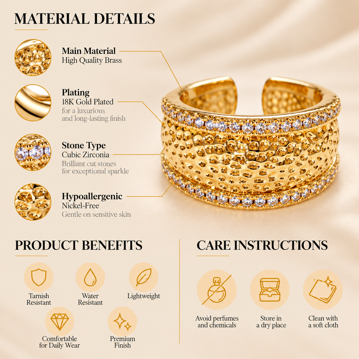 Golden Texture Ring