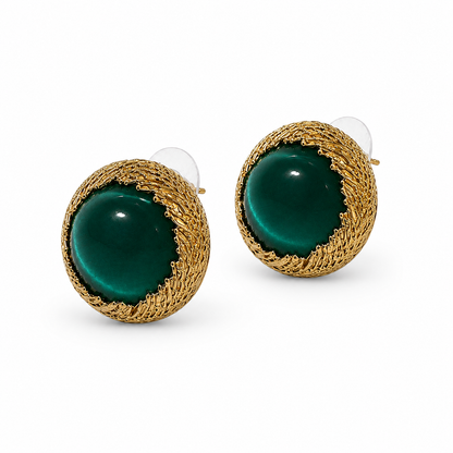 Emerald Aura Stud Earrings