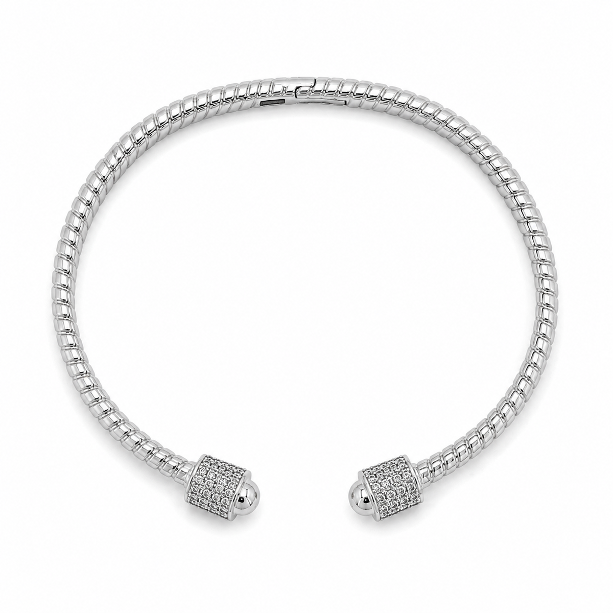 Silver Pavé Open Bangle
