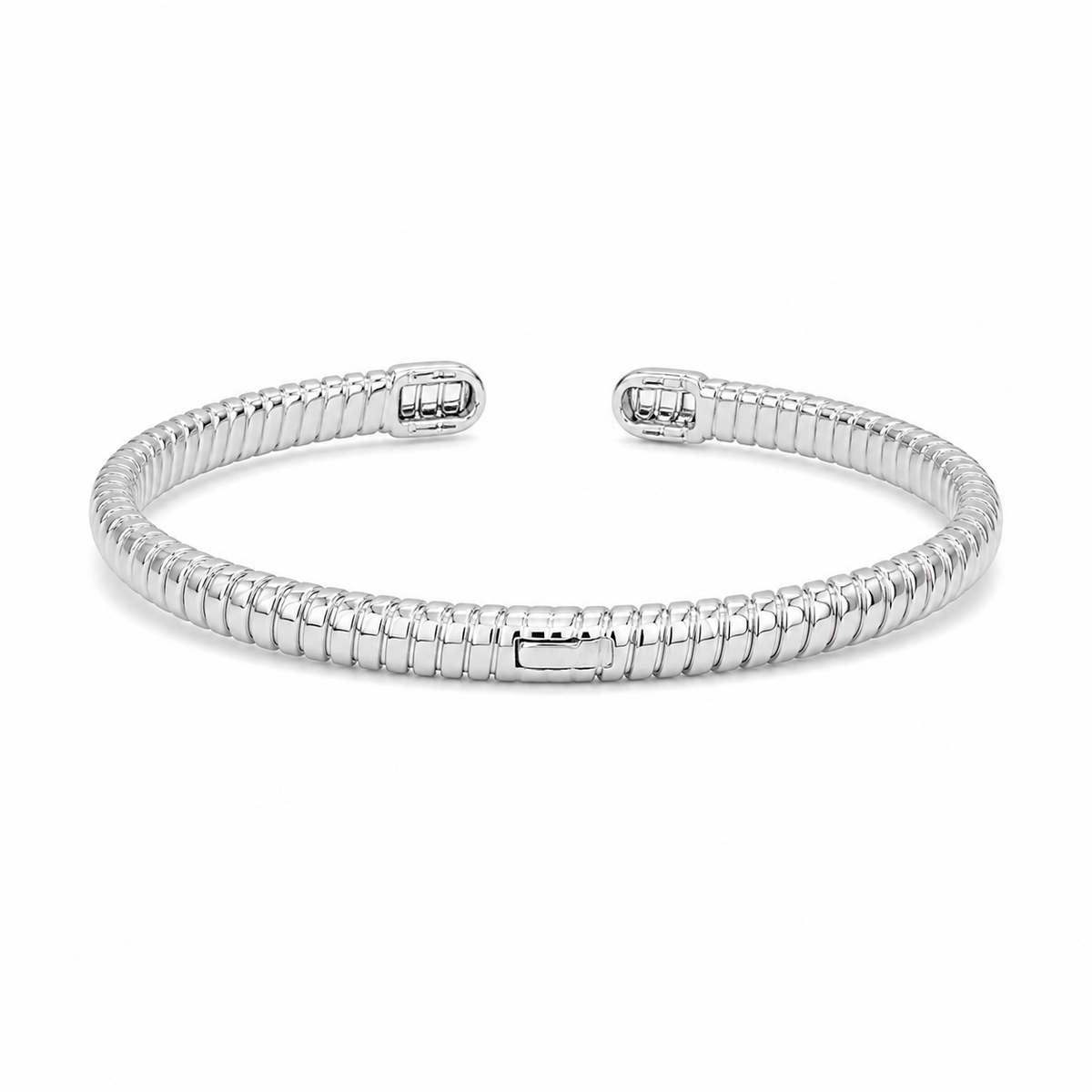 Silver Pavé Open Bangle