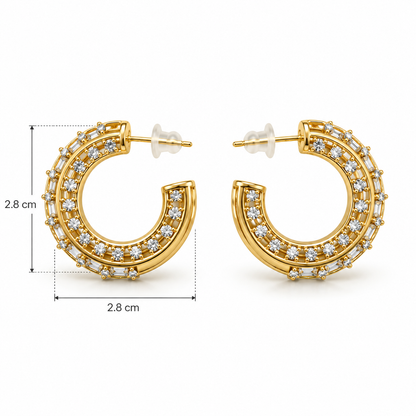 Crystal Arc Hoop Earrings