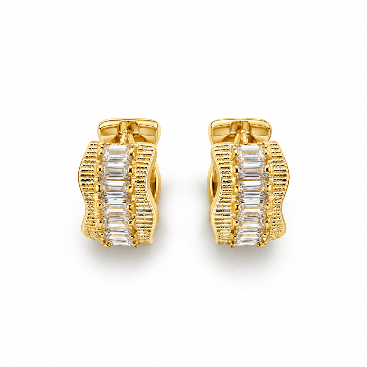 Crystal Wave Earrings- hoop
