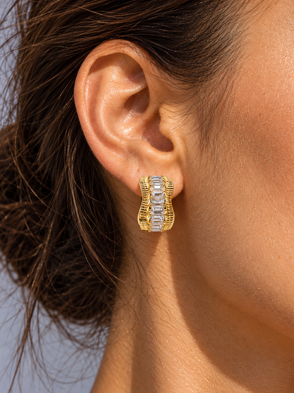 Crystal Wave Earrings- hoop