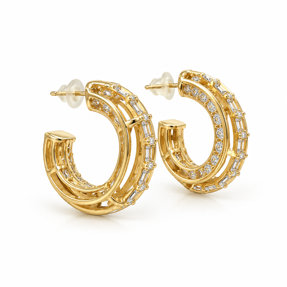 Crystal Arc Hoop Earrings