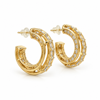 Crystal Arc Hoop Earrings