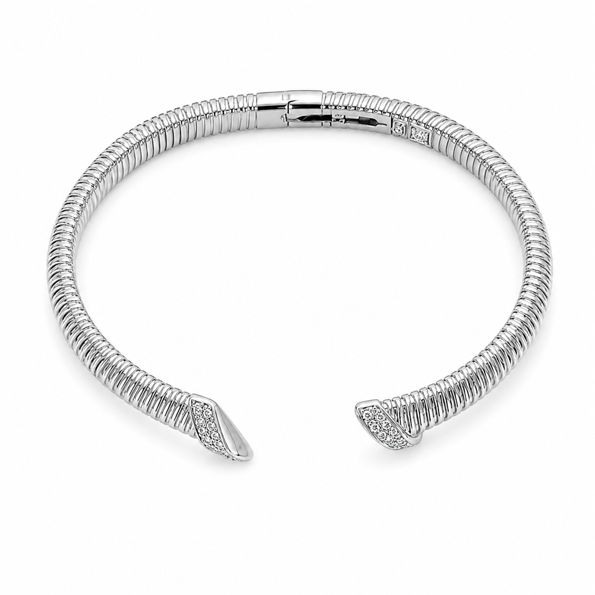 Dual Tone Ribbed Open Bangle