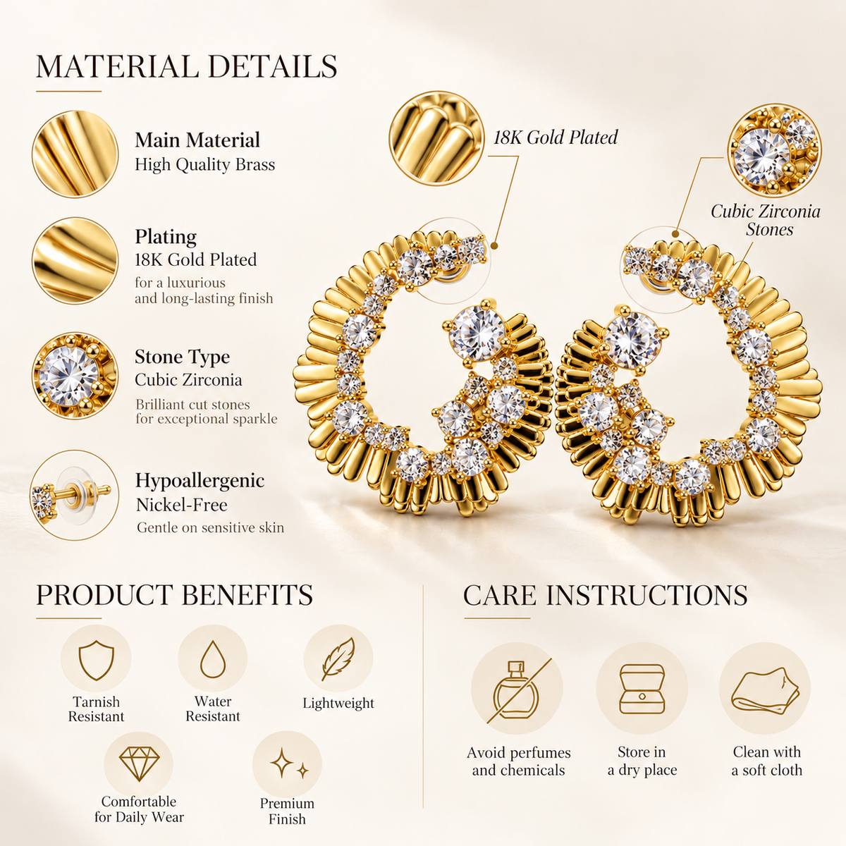 Radiant Crystal Hoops