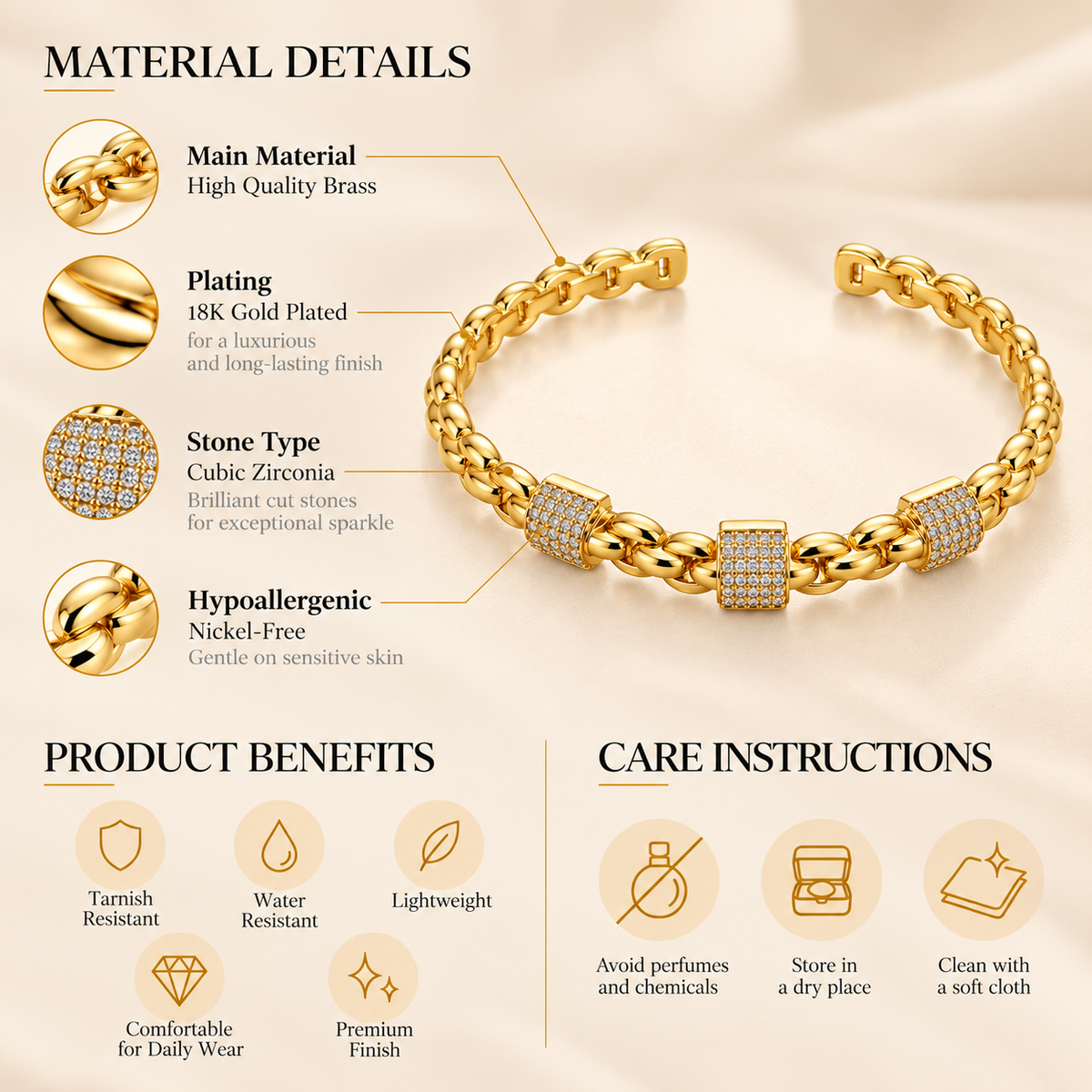 Pavé Link Cuff Bracelet