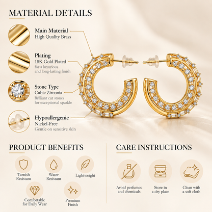 Crystal Arc Hoop Earrings