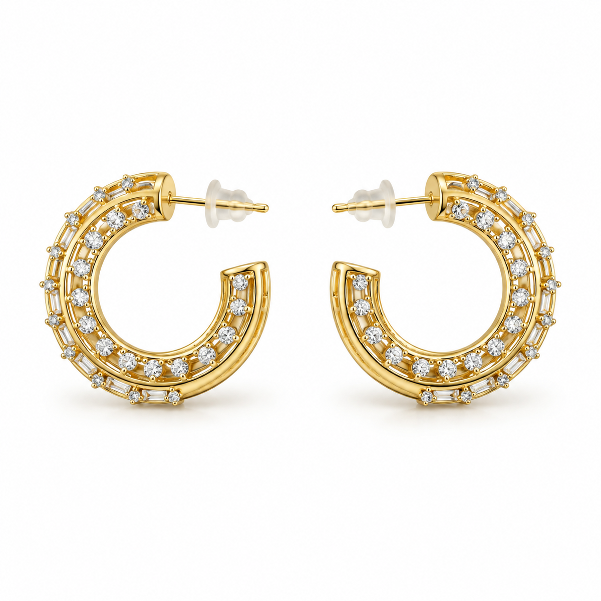 Crystal Arc Hoop Earrings