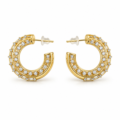 Crystal Arc Hoop Earrings