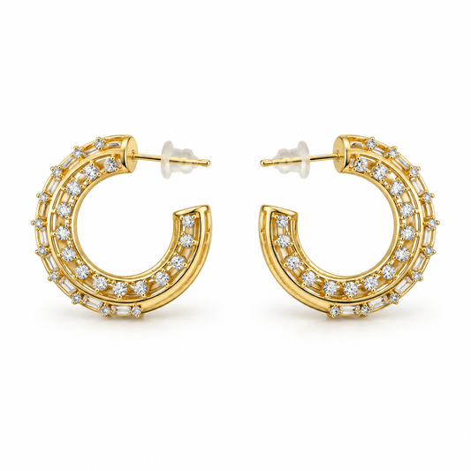 Crystal Arc Hoop Earrings