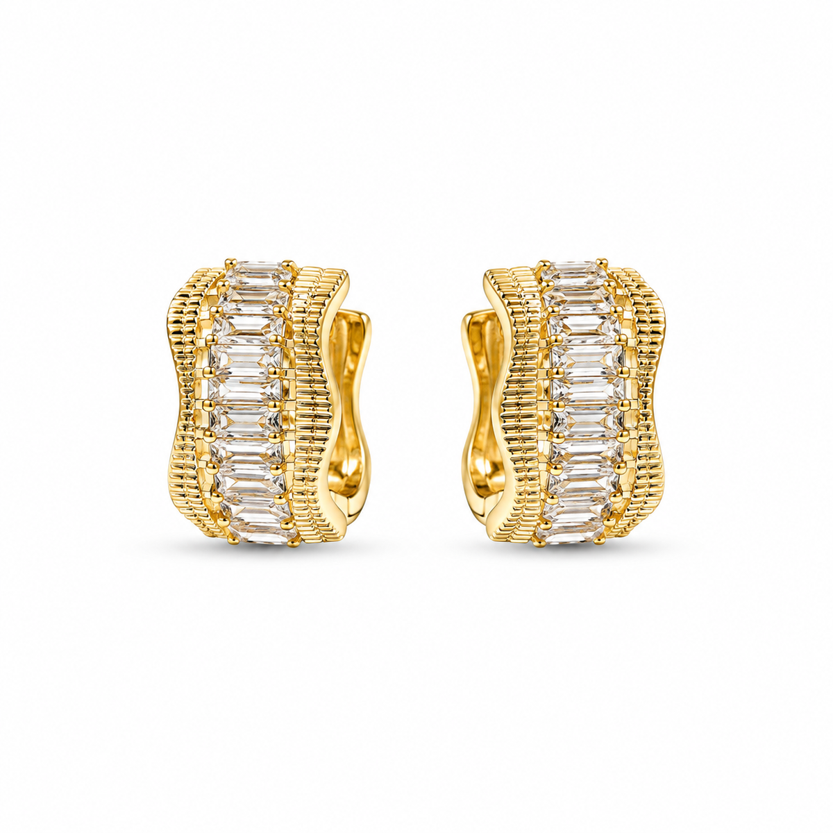 Crystal Wave Earrings- hoop