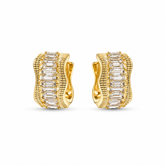 Crystal Wave Earrings- hoop