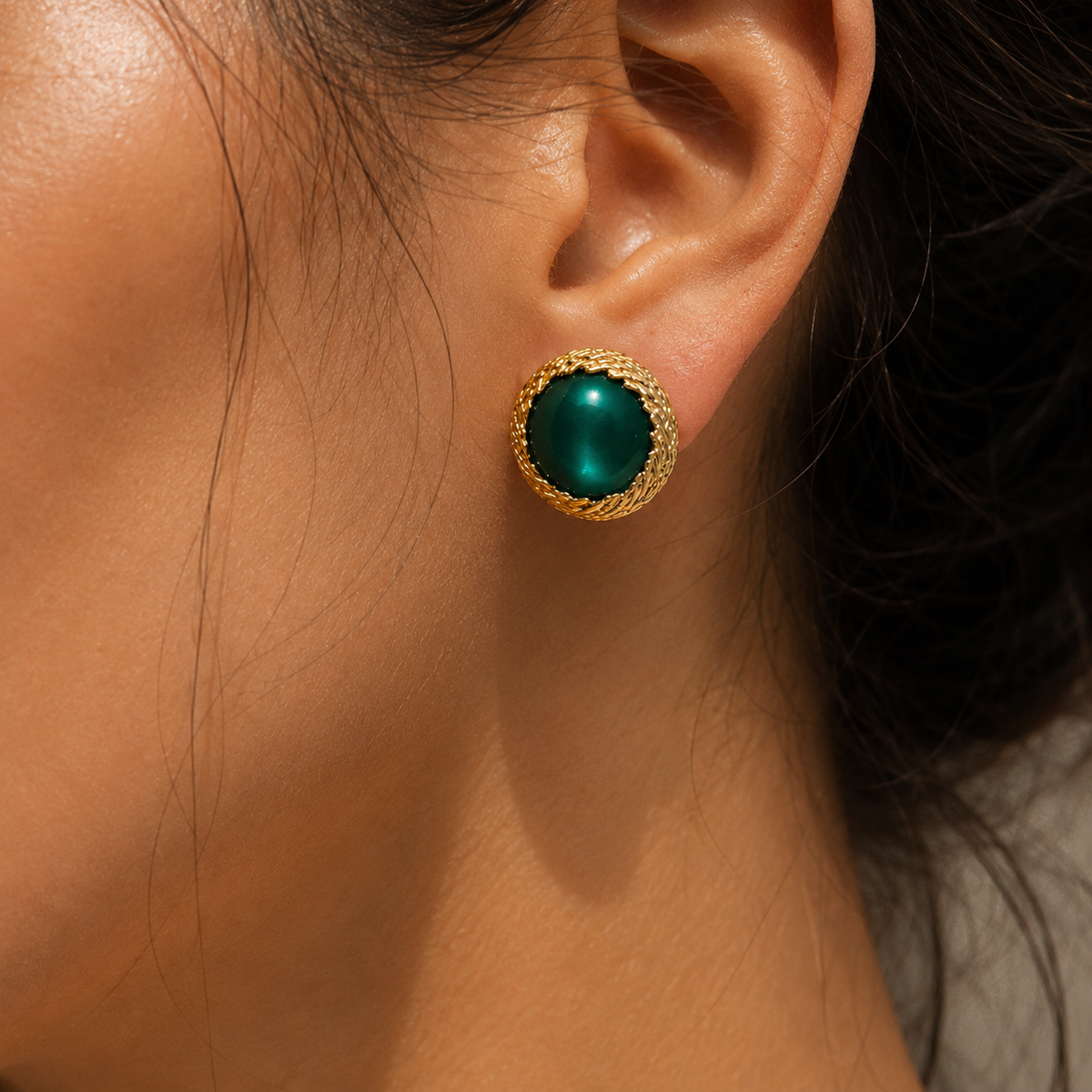Emerald Aura Stud Earrings