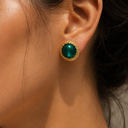 Emerald Aura Stud Earrings