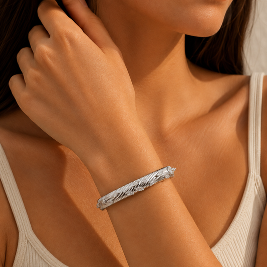 Silver Leaf Cuff Bracelet