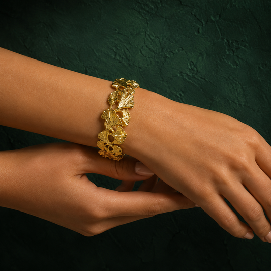 Golden Leaf Cuff Bracelet