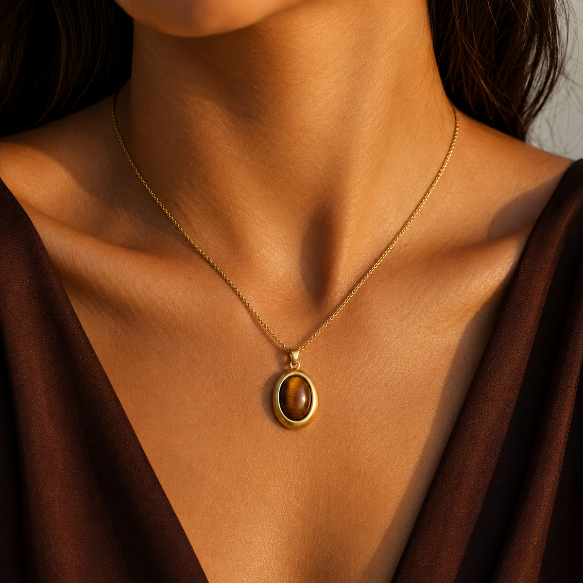 Tiger Eye Oval Necklace