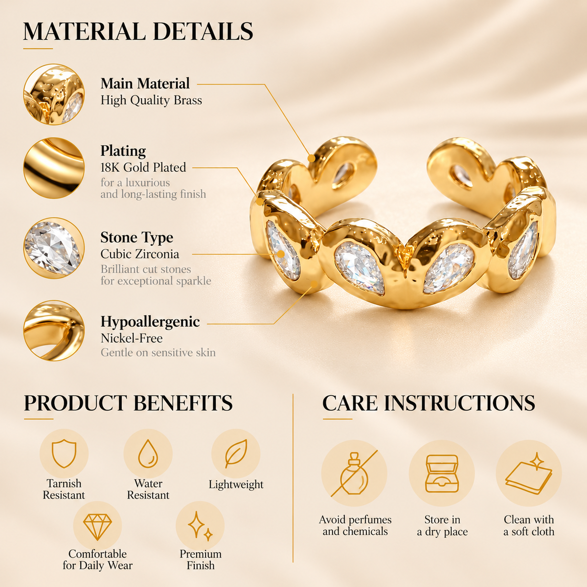 Golden Teardrop Ring