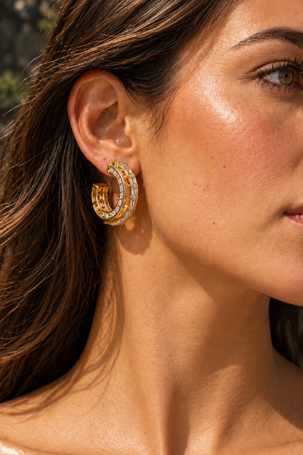 Crystal Arc Hoop Earrings