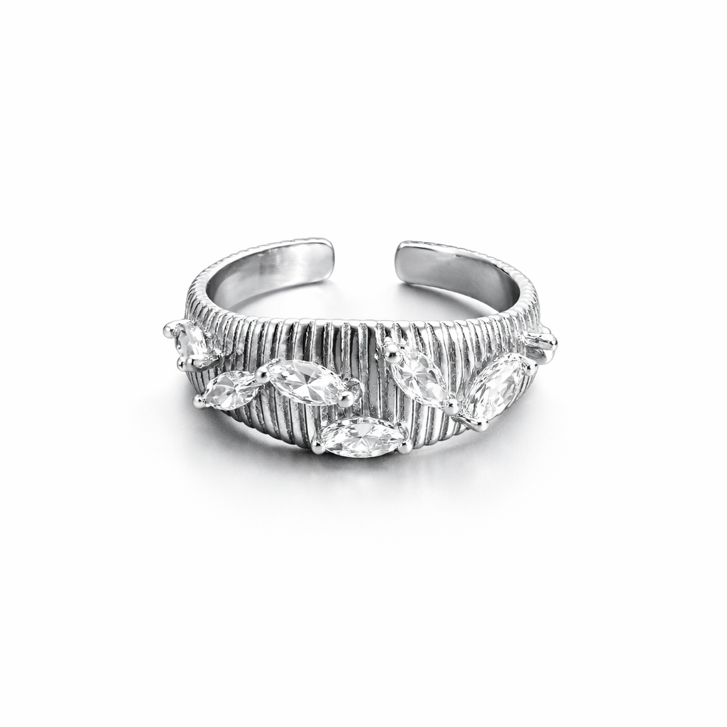 Textured Crystal Dome Ring