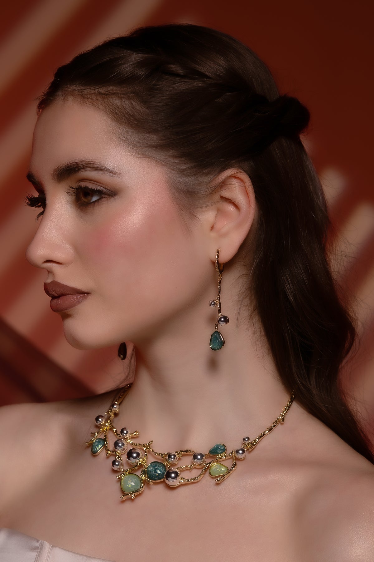Coral Drop Statement Earrings