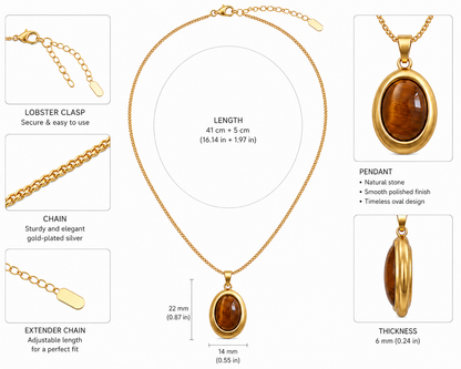 Tiger Eye Oval Necklace