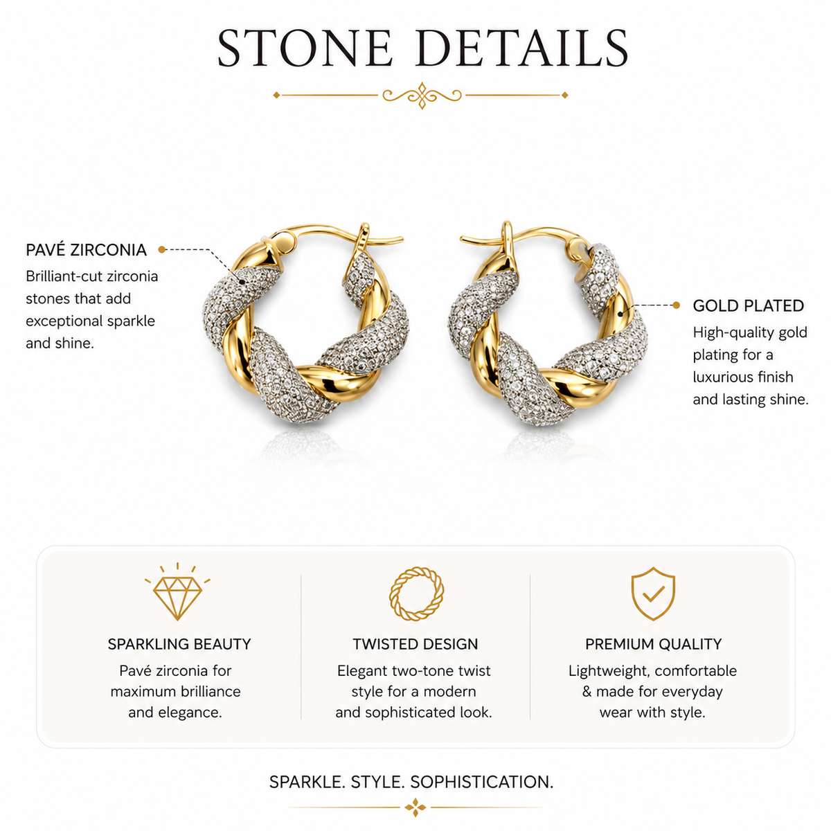 Twisted Pavé Hoop Earrings