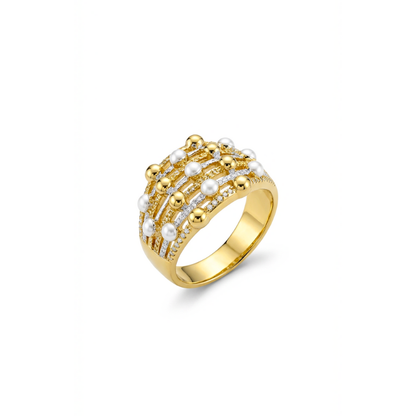 Two-Tone Beaded Statement Ring