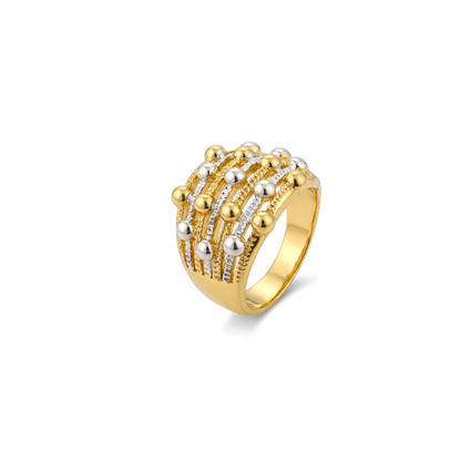 Two-Tone Beaded Statement Ring